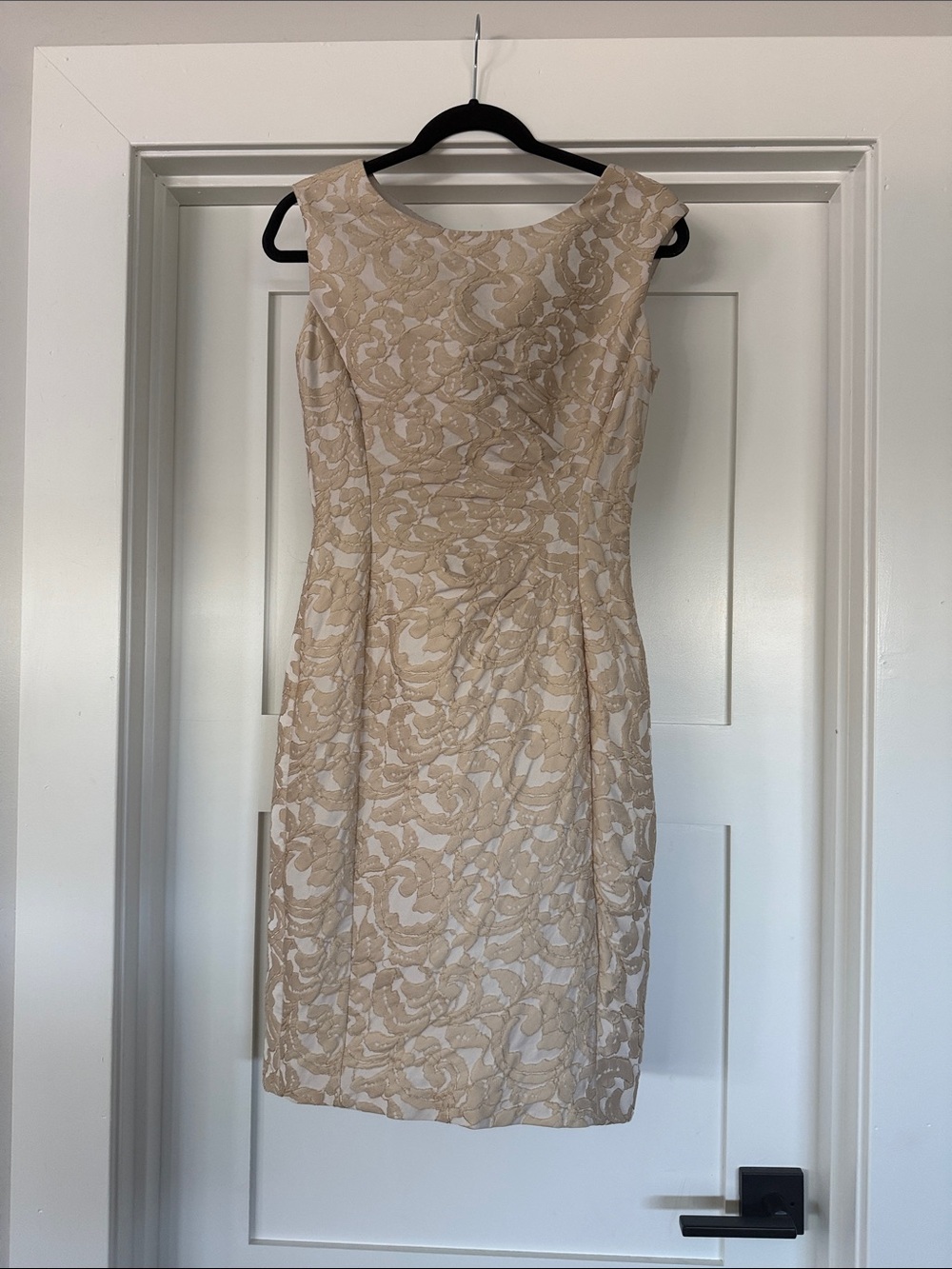 Lauren Ralph Lauren Beige Lace Midi Sheath Dress